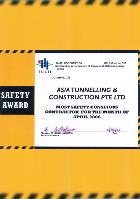 Safety Awards form Taisei for C853 apr 2006