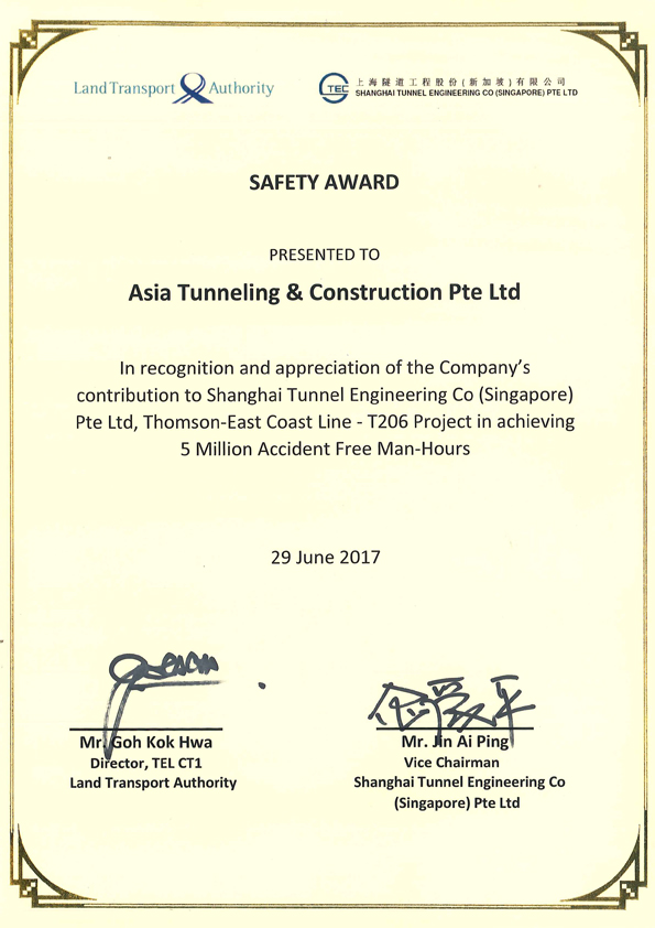 Safety Award for T206 Project